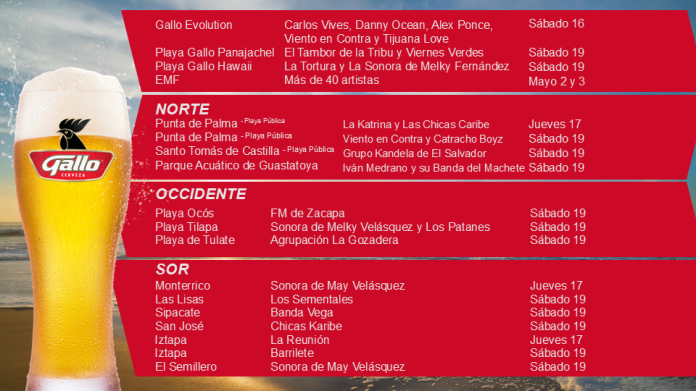 Las actividades que realizará Cerveza Gallo durante la temporada de verano. Imagen: Cerveza Gallo.