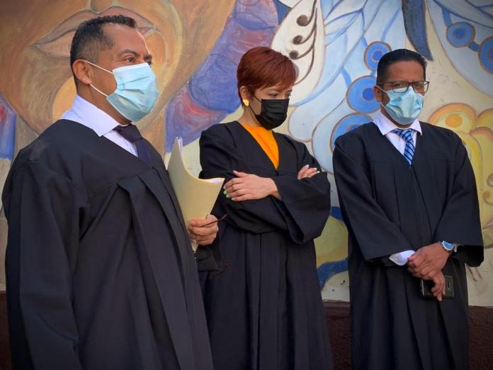 Los jueces que tuvieron a cargo el femicidio de Luz María López, y quienes condenaron a su victimario a la pena máxima. Créditos: La Hora / Diego España.