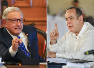 El presidente de México, Andrés Manuel López Obrador y el presidente de Guatemala, Alejandro Giammattei. AMLO mencionó que Giammattei rechazó el proyecto del Tren Maya.