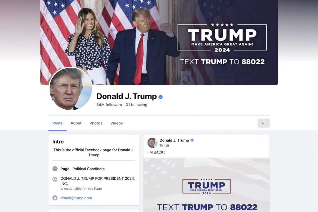 Trump regresa a Facebook más de dos años después