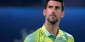 Novak Djokovic en los cuartos de final del Dubai Duty Free Tennis Championships. El sábado 22 de abril del 2023,