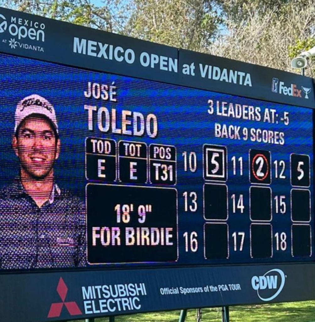Toledo jugó la primera ronda del Abierto y finalizó la primera ronda del México Open at Vidanta con una ronda de 69 golpes, pegando con un -2. 