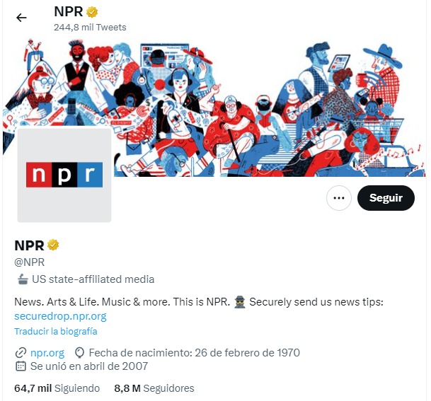 Twitter ha clasificado a la National Public Radio como un “medio afiliado al Estado” en la red social, una acción que algunos temían el miércoles pudiera socavar la confianza del público en la compañía de noticias estadounidense.