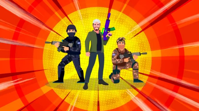 Cómo personajes animados, aparecen en la portada del videojuego el presidente de El Salvador.