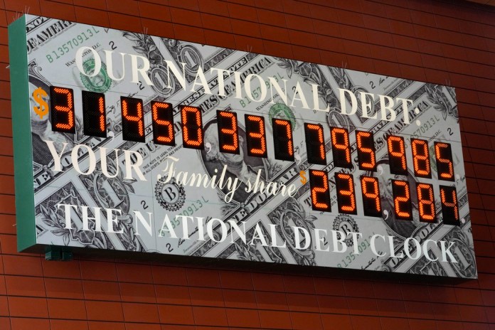 Esta fotografía muestra el reloj de la deuda de Estados Unidos 