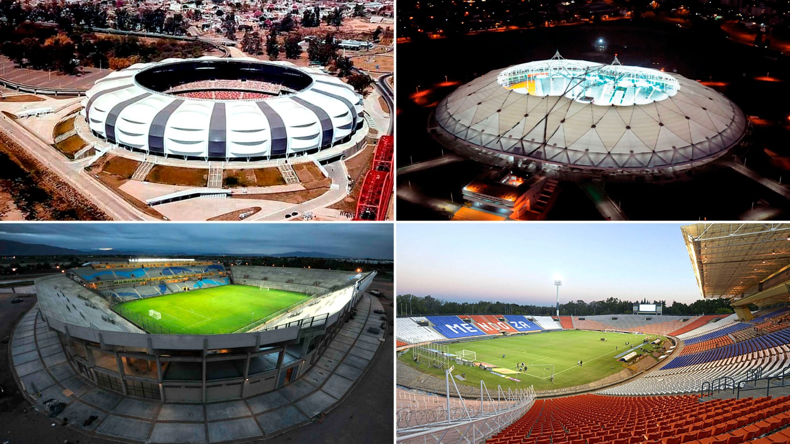 Las sedes son el estadio Malvinas Argentinas de Mendoza; el Bicentenario de San Juan; Madre de Ciudades en Santiago del Estero y el Diego Maradona de La Plata, suburbio al sur de Buenos Aires.