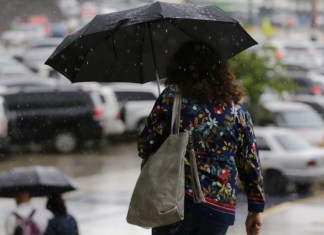 Una señora caminando con una sombrilla