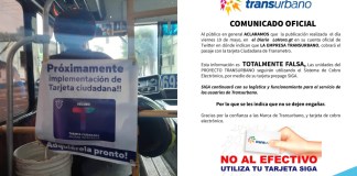 Transurbano no explica por qué unidades llevan cartel. Foto La Hora.