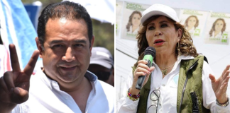 En la imagen Samuel “Sammy” Morales del partido FCN-Nación y Sandra Torres de la UNE.
