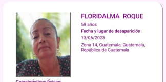 Seis días han pasado desde que se reportó la desaparición de Floridalma Roque, de 59 años