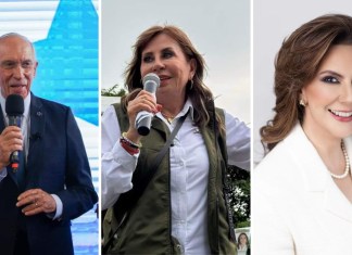 Los candidatos a la Presidencia, Edmond Mulet, Sandra Torres y Zury Ríos.