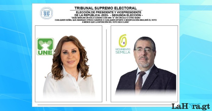 Sandra Torres de la UNE y Bernardo Arévalo del Movimiento Semilla, aparecerán en la papeleta blanca para elegir al presidente y vicepresidente el próximo 20 de agosto.