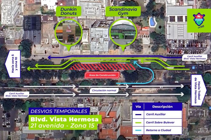 Según explicó Montejo, la comuna capitalina iniciará la construcción del paso a desnivel en el bulevar Vista Hermosa y 21 avenida de la zona 15