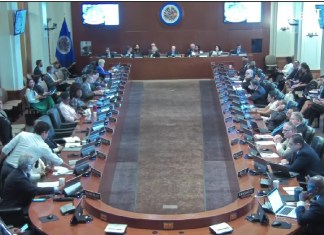 La sesión extraordinaria del consejo permanente de la Organización de Estados Americano (OEA) para presentar el informe de la visita a Guatemala de Luis Almagro