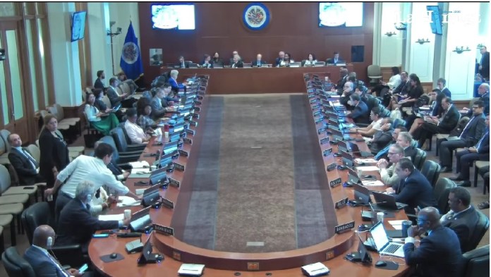 La sesión extraordinaria del consejo permanente de la Organización de Estados Americano (OEA) para presentar el informe de la visita a Guatemala de Luis Almagro