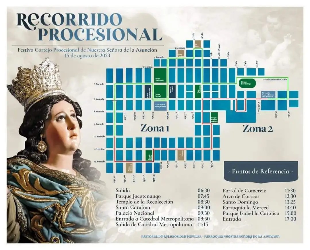 Recorrido del Cortejo Procesional de Nuestra Señora de la Asunción.