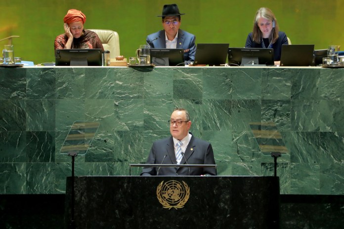 Durante su último pronunciamiento como presidente Constitucional de Guatemala, ante la Organización de las Naciones Unidas (ONU),