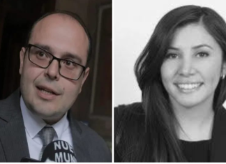 En la foto Luis Gerardo, vocero del TSE y y la asesora jurídica, Astrid Lorena Sosa Gudiel.