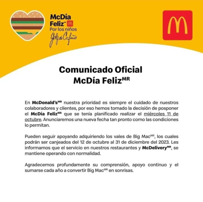 Comunicado oficial.