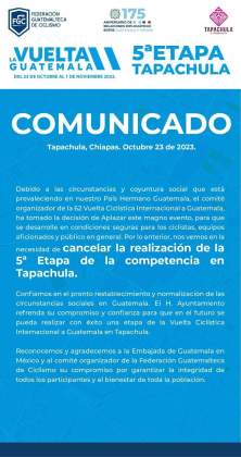 Comunicado. Imagen La Hora/Redes Sociales