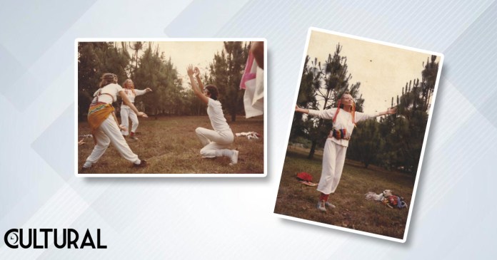 garita e integrantes del Laboratorio de Creatividad, taller de Movimiento Creativo, 1983.