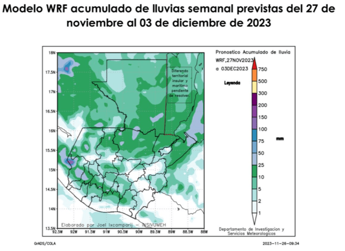 Pronóstico acumulado de lluvias