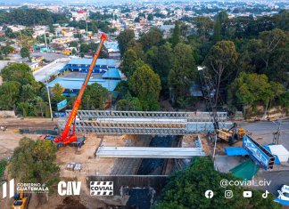 Los trabajos que realizó Comunicaciones y el Ejército en el kilómetro 17.5 en Villa Nueva, fue la colocación de las vigas de varios carriles.