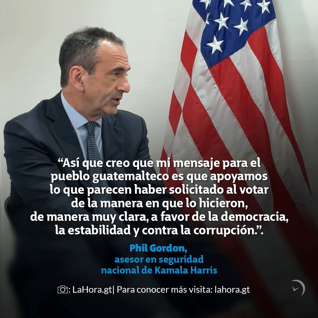 "Así que creo que mi mensaje para el pueblo guatemalteco es que apoyamos lo que parecen haber solicitado al votar de la manera en que lo hicieron, de manera muy clara, a favor de la democracia, la estabilidad y contra la corrupción.".