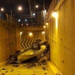 Accidente de tránsito en desnivel bulevar Los Próceres. Foto La Hora: Bomberos Voluntarios.