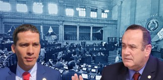 En la imagen destacada, Miguel Martínez, exjefe del extinto Centro de Gobierno, y Alejandro Giammattei, presidente de la República de Guatemala.