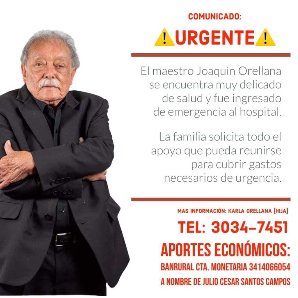 Este es el número de cuenta que ha brindado la familia para hacer aportes económicos para ayudar al maestro Joaquín Orellana. (Foto La Hora: Cortesía de la familia)