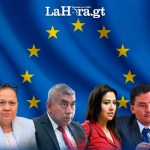 En la foto, la fiscal general del MP, Consuelo Porras, el jefe de la FECI, Rafael Curruchiche, la fiscal, Cinthia Monterroso y el juez, Fredy Orellana.