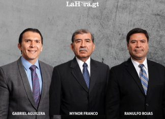 En la foto Gabriel Alguilera, Mynor Custodio y Ranulfo Rojas, magistrados titulares del TSE.