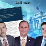 En la foto, los diputados al Congreso, Felipe Alejos, Álvaro Arzú y Allan Rodriguez. Diseño: Alejandro Ramírez/La Hora