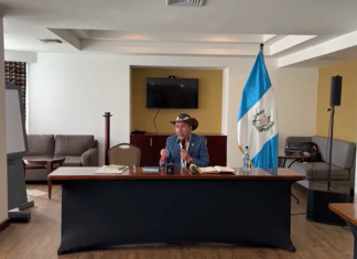 Juan Carlos Pellecer Agustín, alcalde de San Juan Sacatepéquez en la conferencia de prensa de este 26 de enero. Foto: captura de video/La Hora