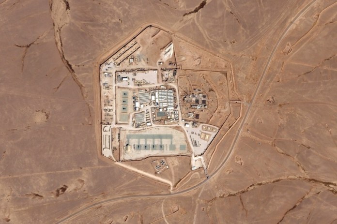 Esta imagen satelital de la compañía Planet Labs PBC muestra una base militar estadounidense conocida como Torre 22 en el noreste de Jordania. Foto: Planet Labs PBC vía AP/La Hora