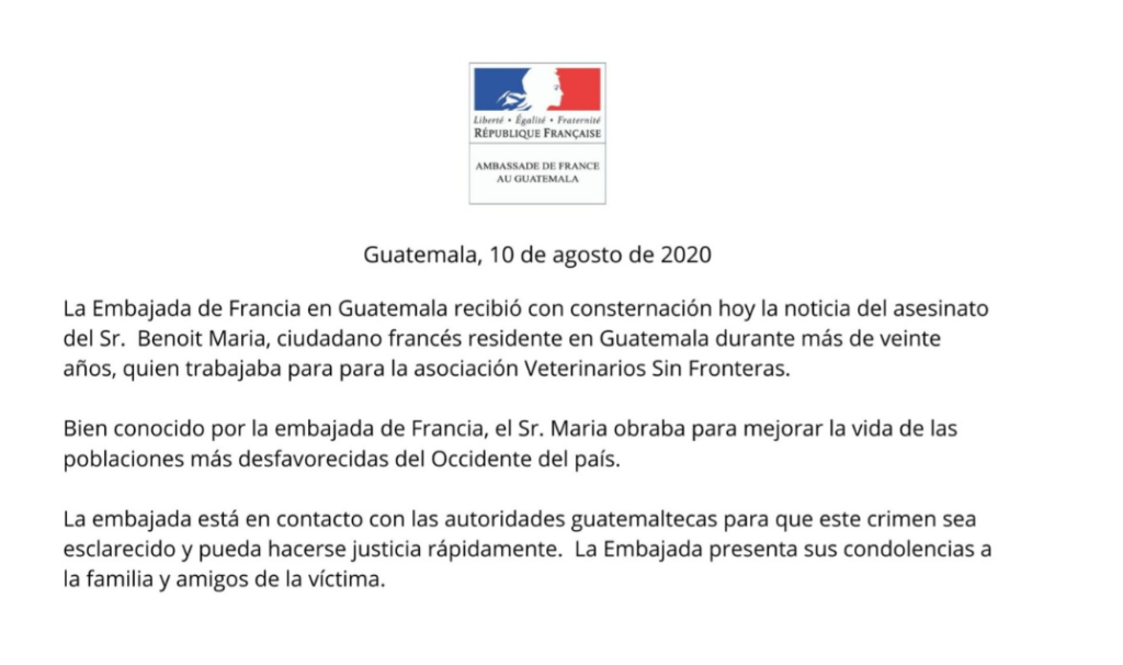 Comunicado de la Embajada de Francia en Guatemala