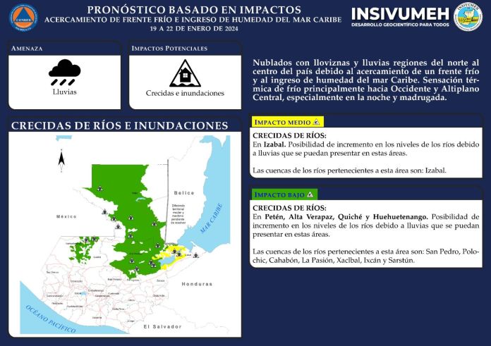 El Insivumeh y la Conred se mantienen en alerta por el acercamiento de un frente frío al país.