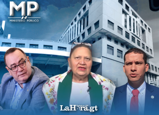 El expresidente, Alejandro Giammattei, la Fiscal General, Consuelo Porras y Miguel Martínez, pareja del exmandatario. Diseño: La Hora
