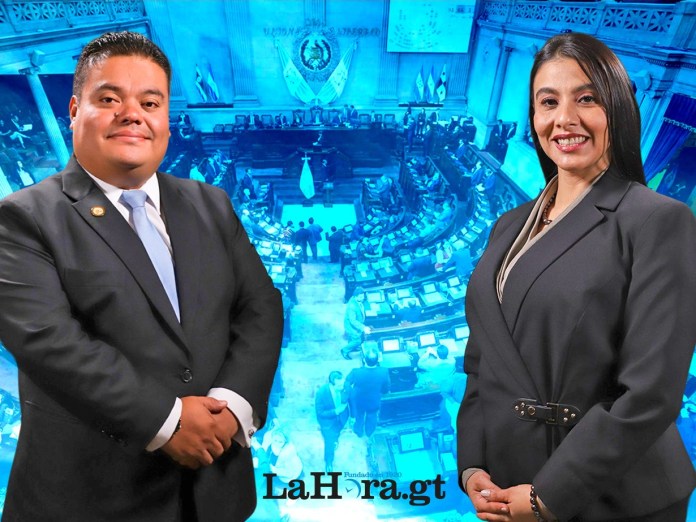 En la foto, Allan Rodríguez y Shirley Rivera, ambos presidieron el Organismo Legislativo durante el gobierno de Alejandro Giammattei.