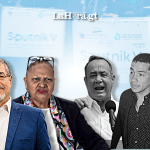 En la foto, el presidente Bernardo Arévalo, la fiscal general, Consuelo Porras, el expresidente Alejandro Giammattei y el exjefe del extinto centro de gobierno, Miguel Martínez. Diseño: Roberto Altán/La Hora