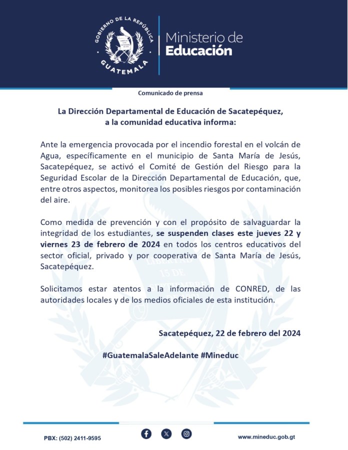 Foto: Comunicado Ministerio de Educación 