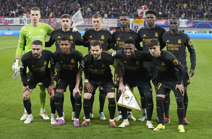 El Real Madrid posa para la foto antes de un partido de la Liga de Campeones ante el Leipzig, el martes 13 de febrero de 2024 Foto: Matthias Schrader-AP/La Hora