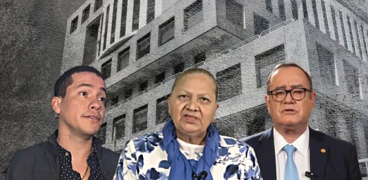 En la foto, Consuelo Porras, Miguel Martínez y Alejandro Giammattei. Diseño: La Hora