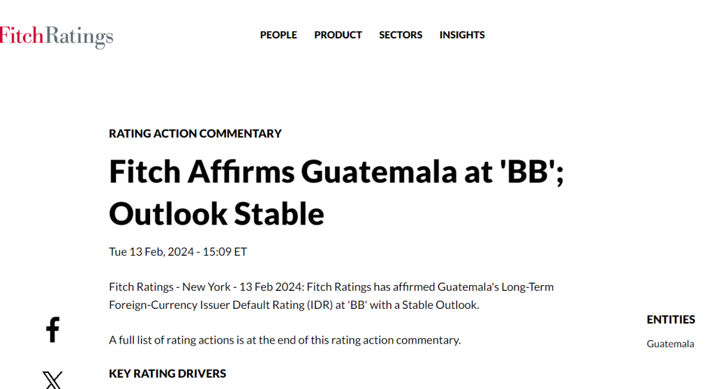 Fitch conserva la calificación BB para Guatemala. Foto: captura de pantalla/La Hora