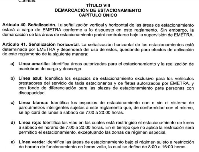 La Comuna delimita por colores el tipo de estacionamiento y las restricciones. (Foto: captura de pantalla)