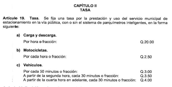 Estas son las tarifas vigentes vigentes en 2024 para estacionamientos en la vía pública. (Foto: captura de pantalla)