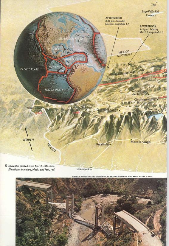 Foto National GeographicLa revista mostró los daños en la estructura de un puente y una gráfica que retrataba el lugar del epicentro del terremoto.