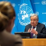 El secretario general de la ONU, Antonio Guterres, habla sobre sus prioridades para 2024 durante una conferencia de prensa en la sede de la ONU el 8 de febrero de 2024 en Nueva York.