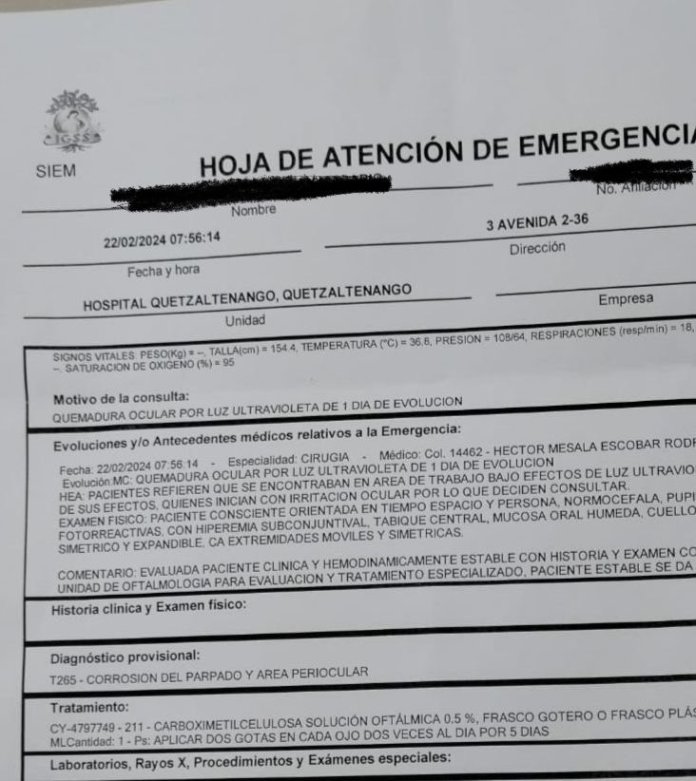 Los auditores afectados fueron atendidos en el IGSS, debido a las quemaduras que presentaban.Foto: X Karina Paz/La Hora